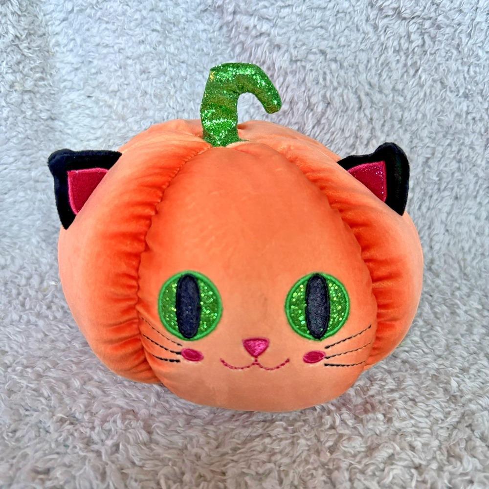 Hug Fun Cat Pumpkin Plush 6" Orange Stuffed Animal Halloween Soft Toy